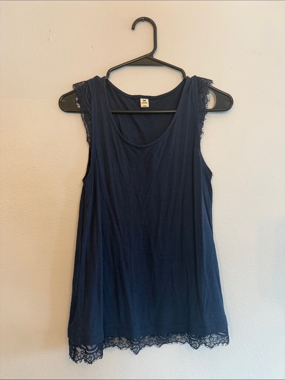 Lace-Trim Navy Camisole Tank Top - size M